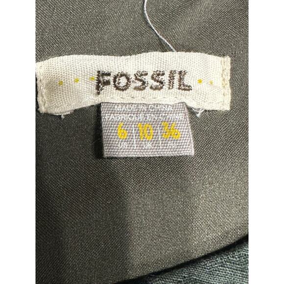 Fossil Sleeveless Dress Textured Army Green Floral Lined Sheath 6 Forest Fairy - Picture 5 of 10